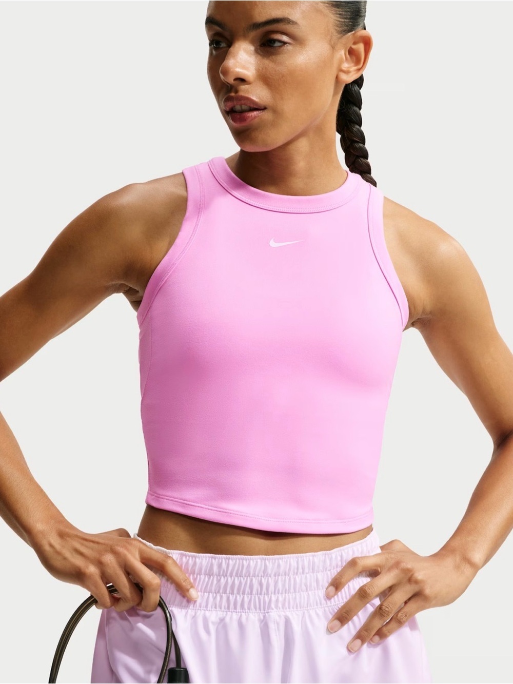 Nike Women's Midweight Dri-FIT Cropped Tank Top  Light Pink Small NWT